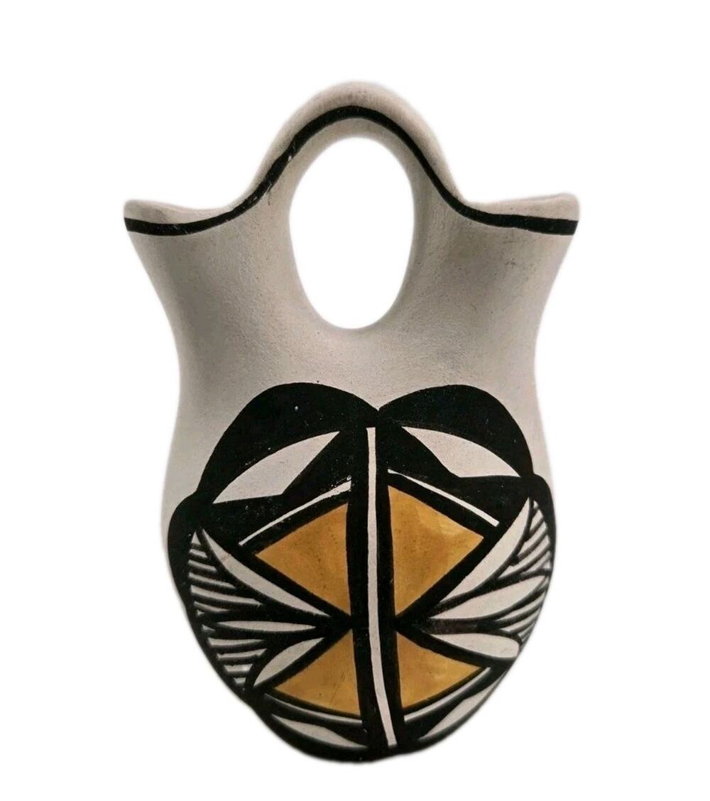Vtg Traditional Acoma Pueblo Miniature Native Pottery Signed S. Chino 4 Inches